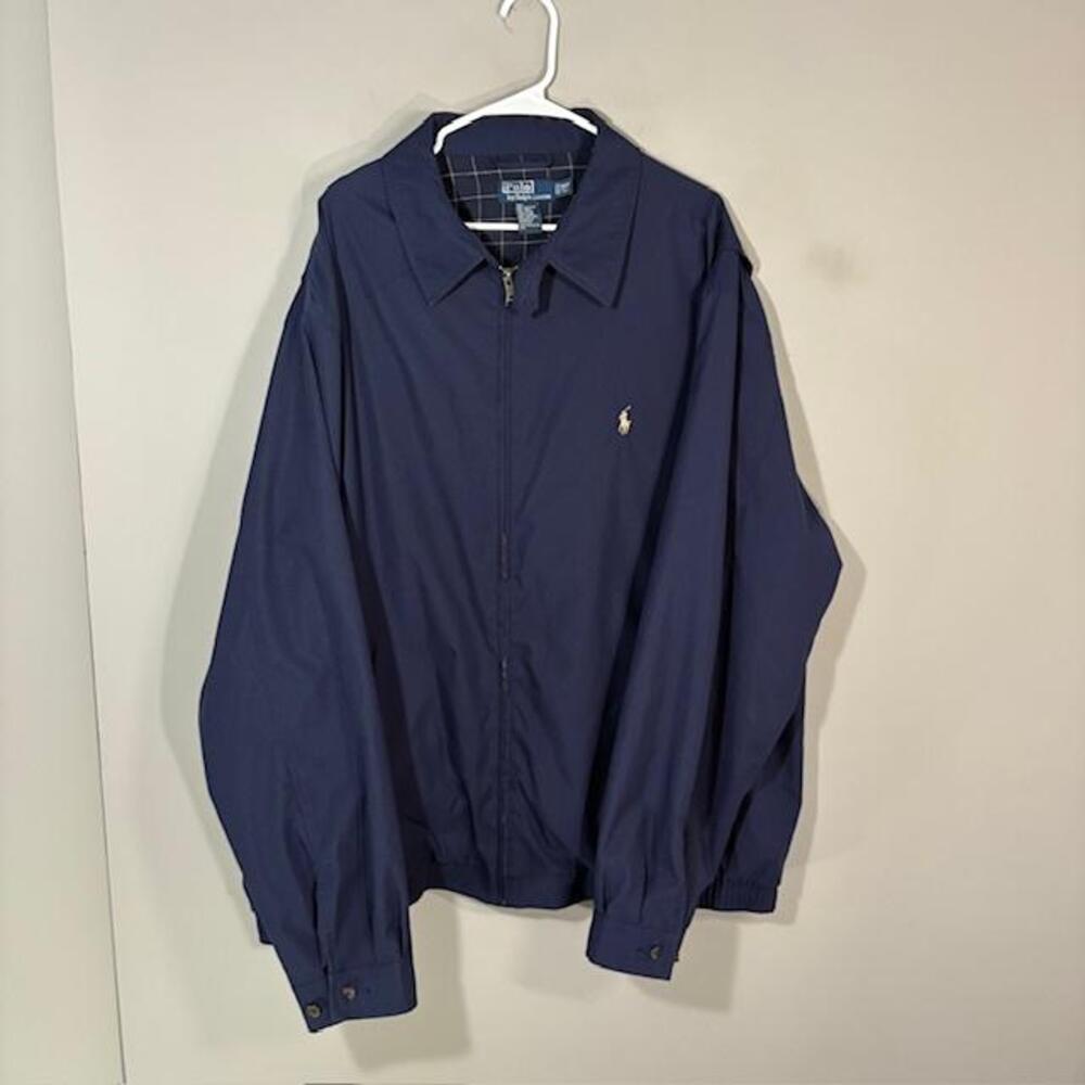 Polo By Ralph Lauren Jacket Mens Big 3XLT Blue Harrington Lined Windbreaker Pony